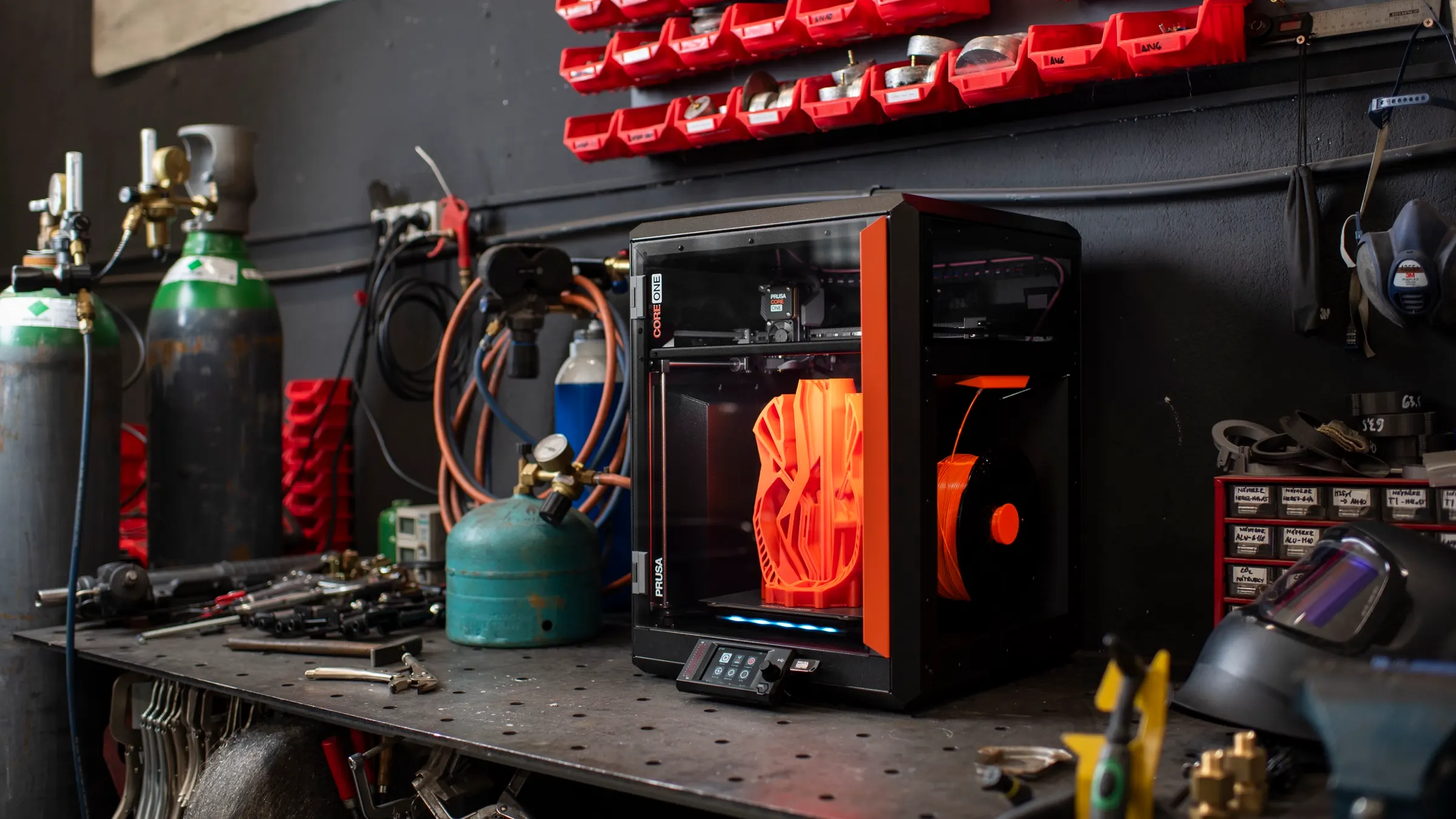 金属加工の作業場で稼働するPrusa CORE One